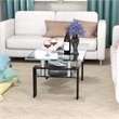 Costway Rectangle Glass Coffee Table with Metal Legs for Livingroom in Coffee