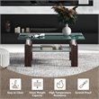 Costway Rectangle Glass Coffee Table with Metal Legs for Livingroom in Coffee