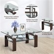 Costway Rectangle Glass Coffee Table with Metal Legs for Livingroom in Coffee