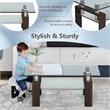 Costway Rectangle Glass Coffee Table with Metal Legs for Livingroom in Coffee