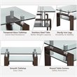 Costway Rectangle Glass Coffee Table with Metal Legs for Livingroom in Coffee