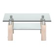 Costway Rectangle Glass Coffee Table with Metal Legs for Livingroom in Natural