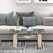 Costway Rectangle Glass Coffee Table with Metal Legs for Livingroom in Natural