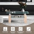 Costway Rectangle Glass Coffee Table with Metal Legs for Livingroom in Natural
