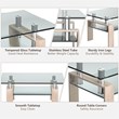 Costway Rectangle Glass Coffee Table with Metal Legs for Livingroom in Natural