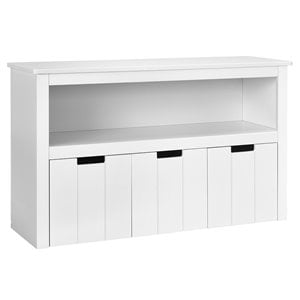 Costway 3-drawer Wood Kid Toy Storage Cabinet Chest with Wheels in White