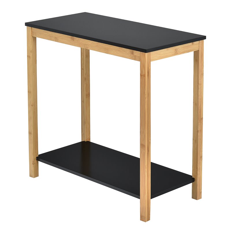 Costway 2-Tier Bamboo Side Sofa End Console Table with Storage Shelf in Natural