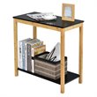 Costway 2-Tier Bamboo Side Sofa End Console Table with Storage Shelf in Natural