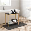 Costway 2-Tier Bamboo Side Sofa End Console Table with Storage Shelf in Natural