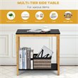 Costway 2-Tier Bamboo Side Sofa End Console Table with Storage Shelf in Natural