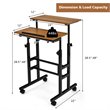 Costway MDF and Steel Adjustable Rolling Mobile Standing Desk in Walnut
