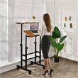 Costway MDF and Steel Adjustable Rolling Mobile Standing Desk in Walnut