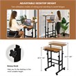 Costway MDF and Steel Adjustable Rolling Mobile Standing Desk in Walnut