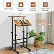 Costway MDF and Steel Adjustable Rolling Mobile Standing Desk in Walnut