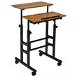 Costway MDF and Steel Adjustable Rolling Mobile Standing Desk in Walnut