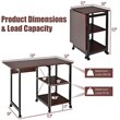 Costway Wood Rolling Folding Computer Desk with Storage Shelves in Brown