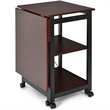 Costway Wood Rolling Folding Computer Desk with Storage Shelves in Brown
