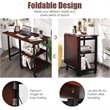 Costway Wood Rolling Folding Computer Desk with Storage Shelves in Brown