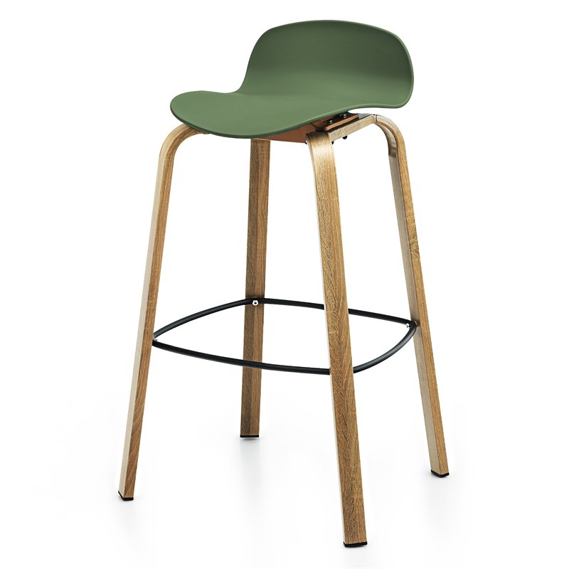 Costway PP and Iron Counter Height Bar Stools with Footrest in Green (Set of 2)