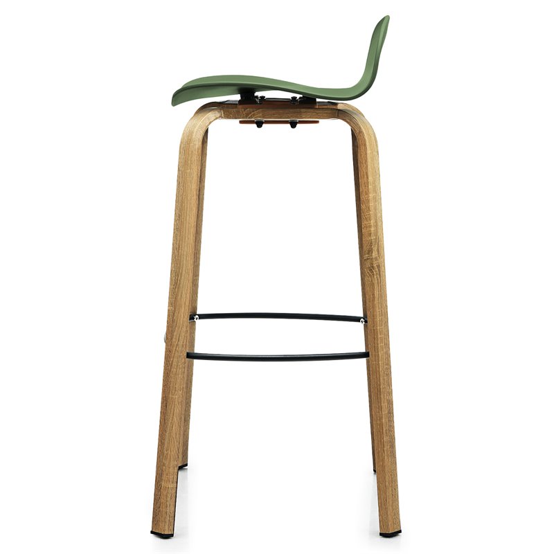 Costway PP and Iron Counter Height Bar Stools with Footrest in Green (Set of 2)