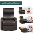 Costway Swivel Rocker Manual Single Sofa Lounger Recliner Chair in Brown