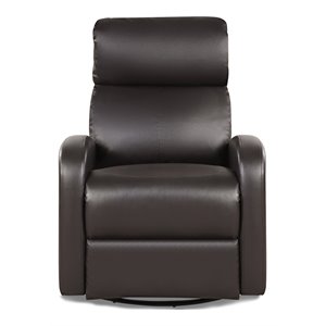 Costway Swivel Rocker Manual Single Sofa Lounger Recliner Chair in Brown