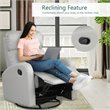 Costway Swivel Rocker Manual Single Sofa Lounger Recliner Chair in Gray