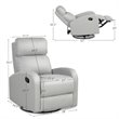 Costway Swivel Rocker Manual Single Sofa Lounger Recliner Chair in Gray