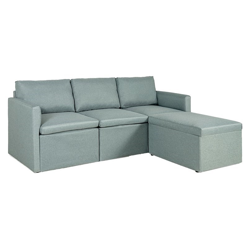 Costway Convertible Sectional Sofa L Shape Couch/Reversible Chaise in Green