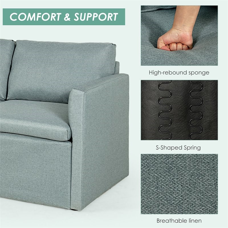 Costway Convertible Sectional Sofa L Shape Couch/Reversible Chaise in Green