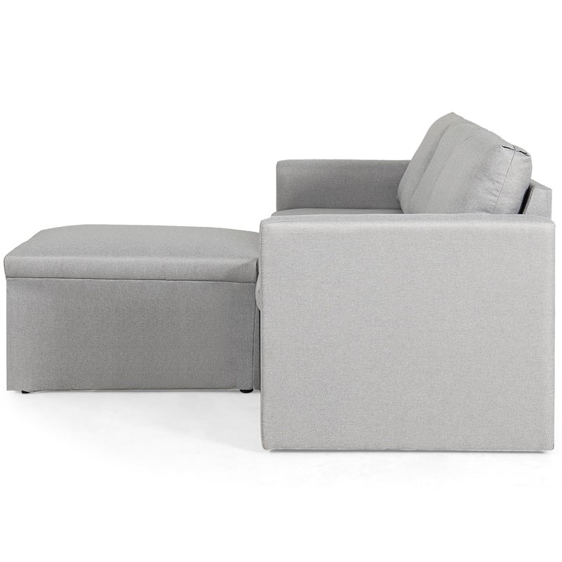 Costway Convertible Sectional Sofa L Shape Couch/Reversible Chaise in Light Gray