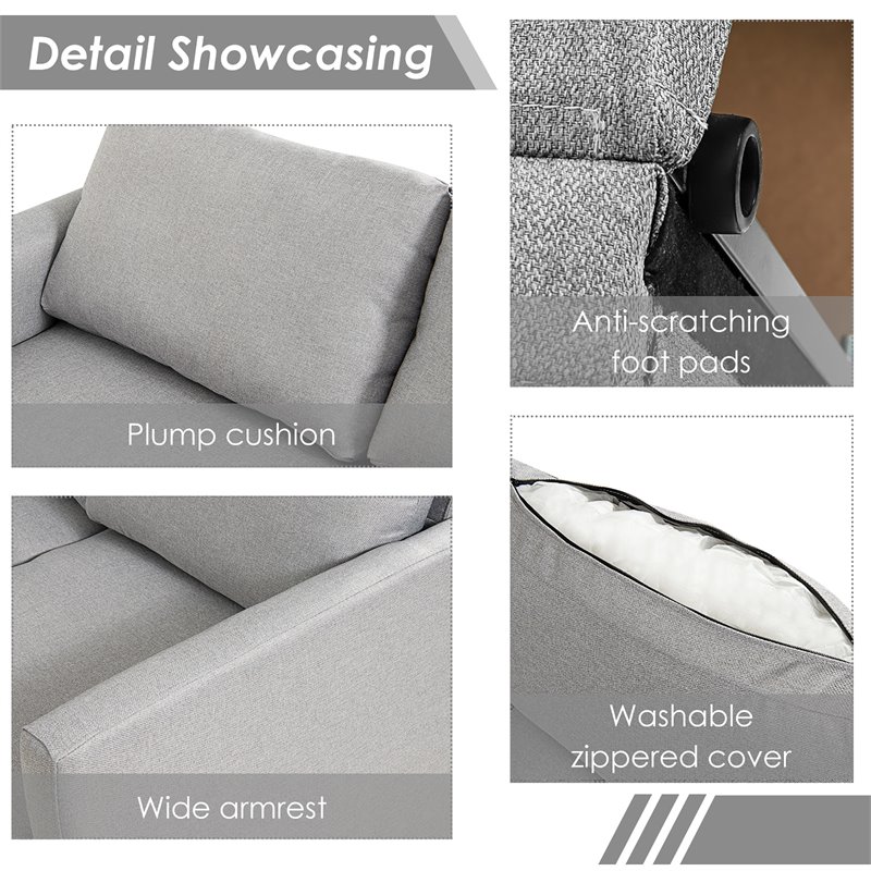 Costway Convertible Sectional Sofa L Shape Couch/Reversible Chaise in Light Gray