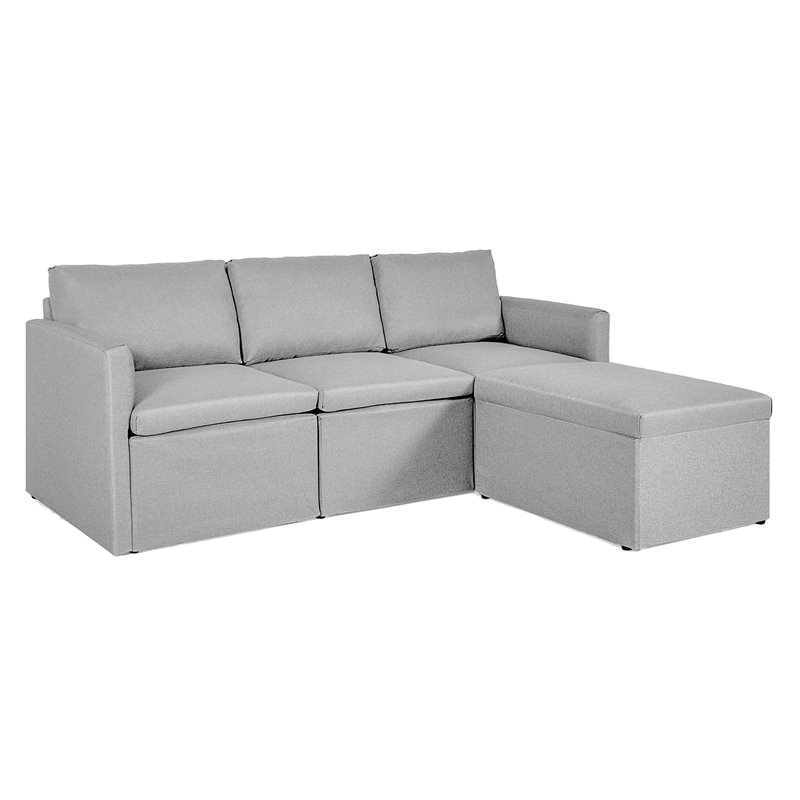 Costway Convertible Sectional Sofa L Shape Couch/Reversible Chaise in Light Gray