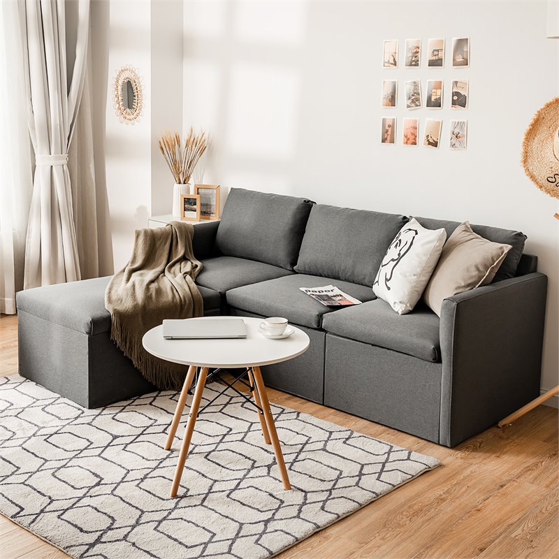 Costway Convertible Sectional Sofa L Shape Couch/Reversible Chaise in Dark Gray