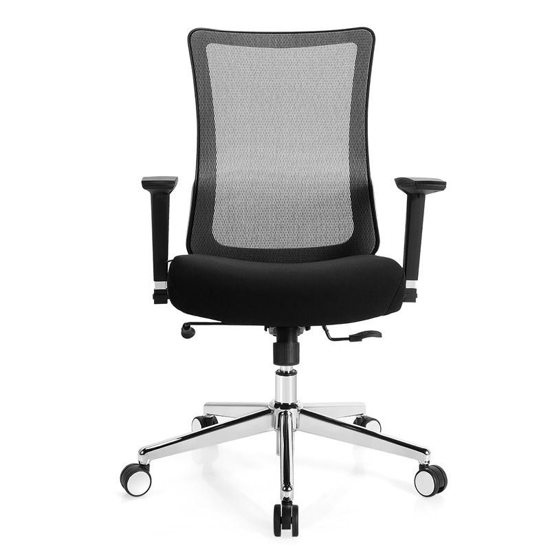 Costway PP and Sponge Ergonomic Mesh Office Chair with Armrest in Black