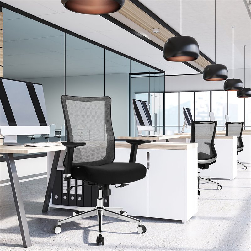 Costway PP and Sponge Ergonomic Mesh Office Chair with Armrest in Black