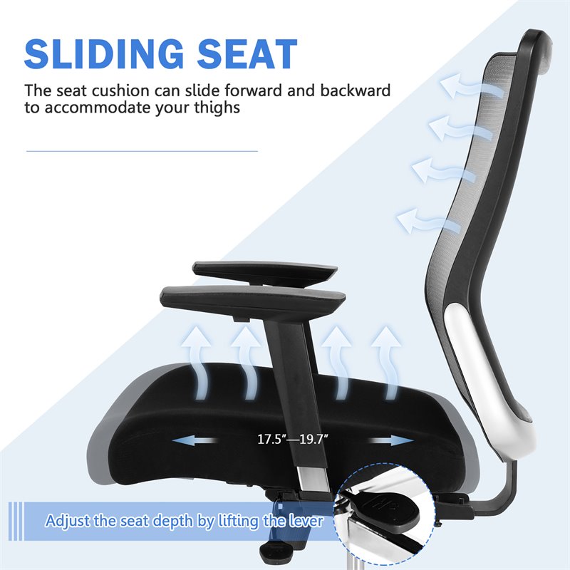 Costway PP and Sponge Ergonomic Mesh Office Chair with Armrest in Black