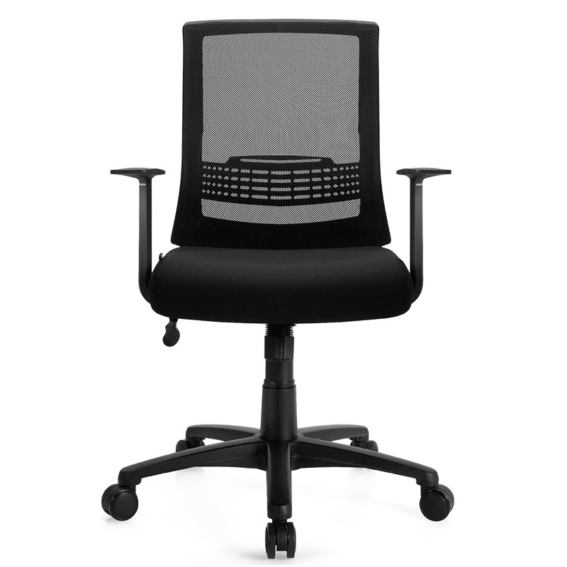 Costway Sponge Adjustable Mid Back Mesh Office Chair w/ Lumbar Support in Black