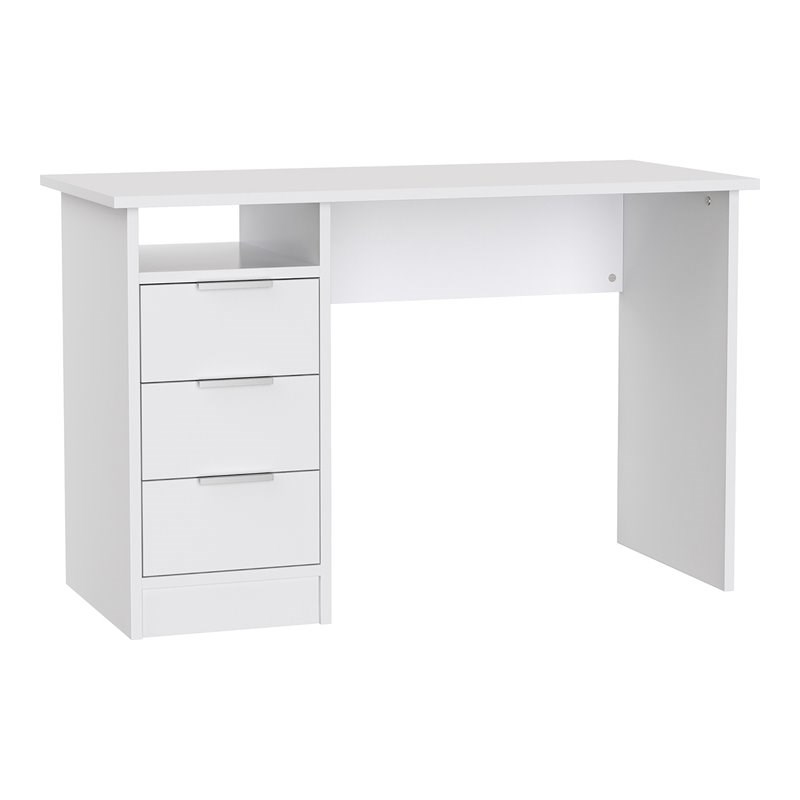 Costway 3-drawer Engineered Wood Computer Desk with Open Shelf in White