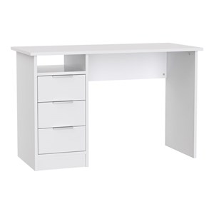 Costway 3-drawer Engineered Wood Computer Desk with Open Shelf in White