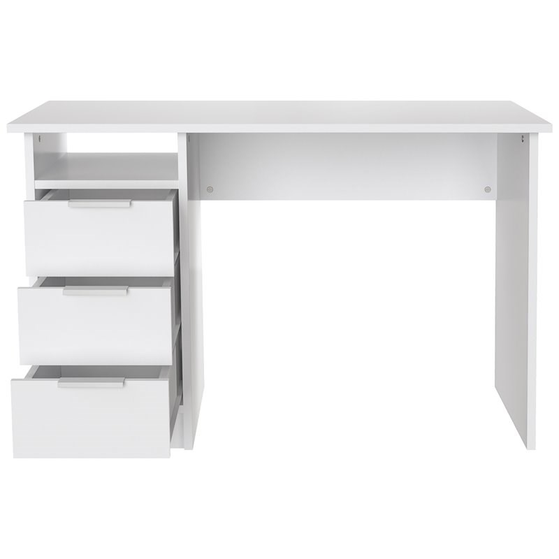 Costway 3-drawer Engineered Wood Computer Desk with Open Shelf in White