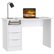 Costway 3-drawer Engineered Wood Computer Desk with Open Shelf in White