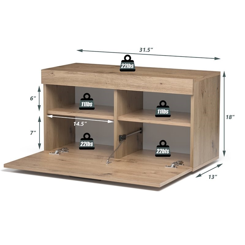 Costway Entryway Shoe Rack Storage Cabinet Chest Organizer in Artisan Oak