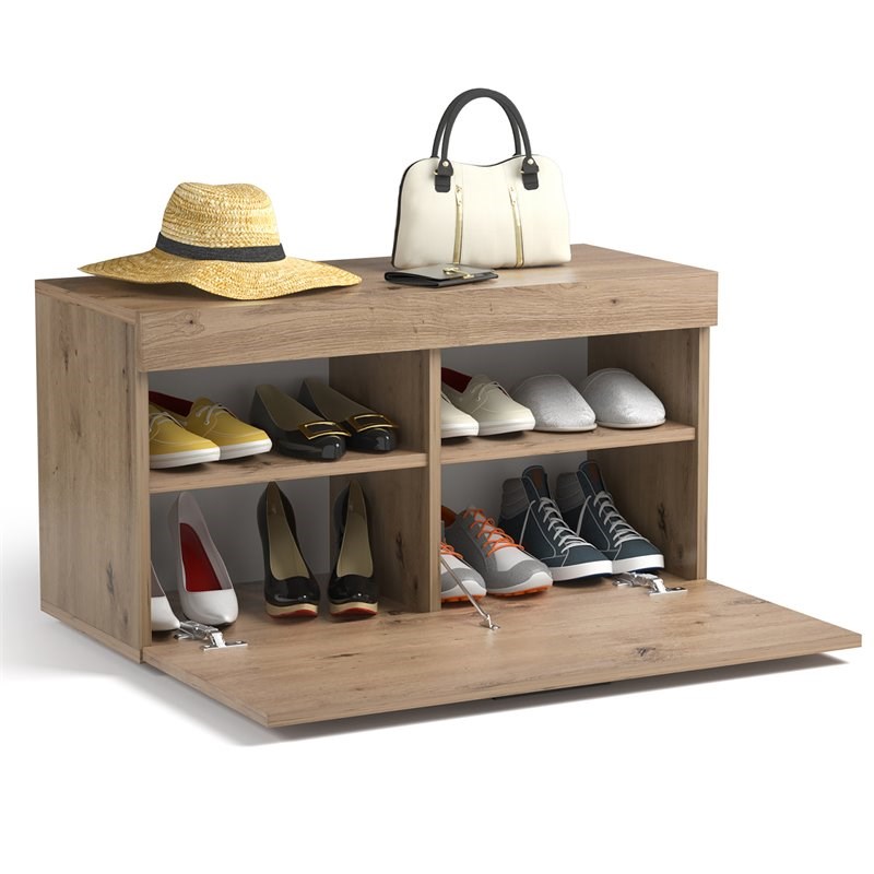 Costway Entryway Shoe Rack Storage Cabinet Chest Organizer in Artisan Oak