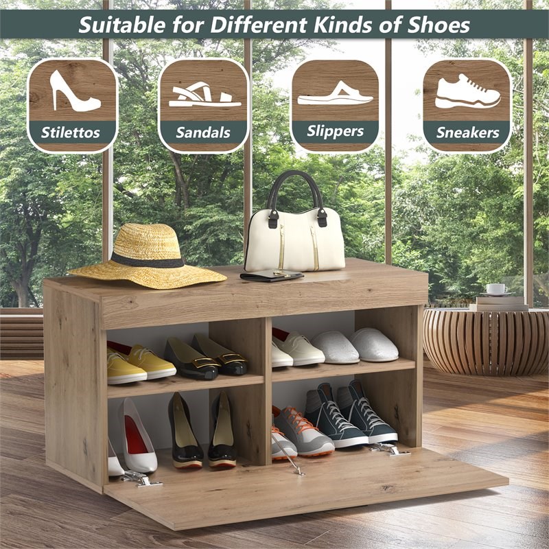 Costway Entryway Shoe Rack Storage Cabinet Chest Organizer in Artisan Oak