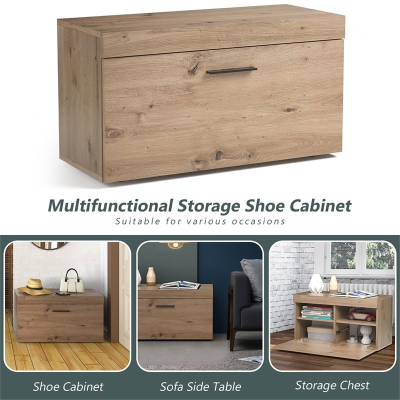 Costway Entryway Shoe Rack Storage Cabinet Chest Organizer in Artisan Oak