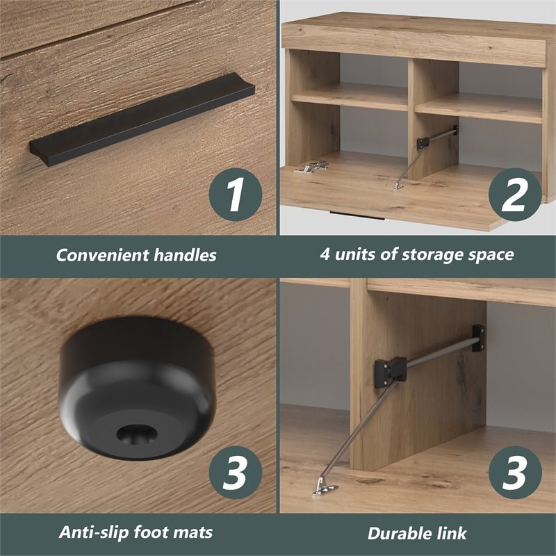 Costway Entryway Shoe Rack Storage Cabinet Chest Organizer in Artisan Oak