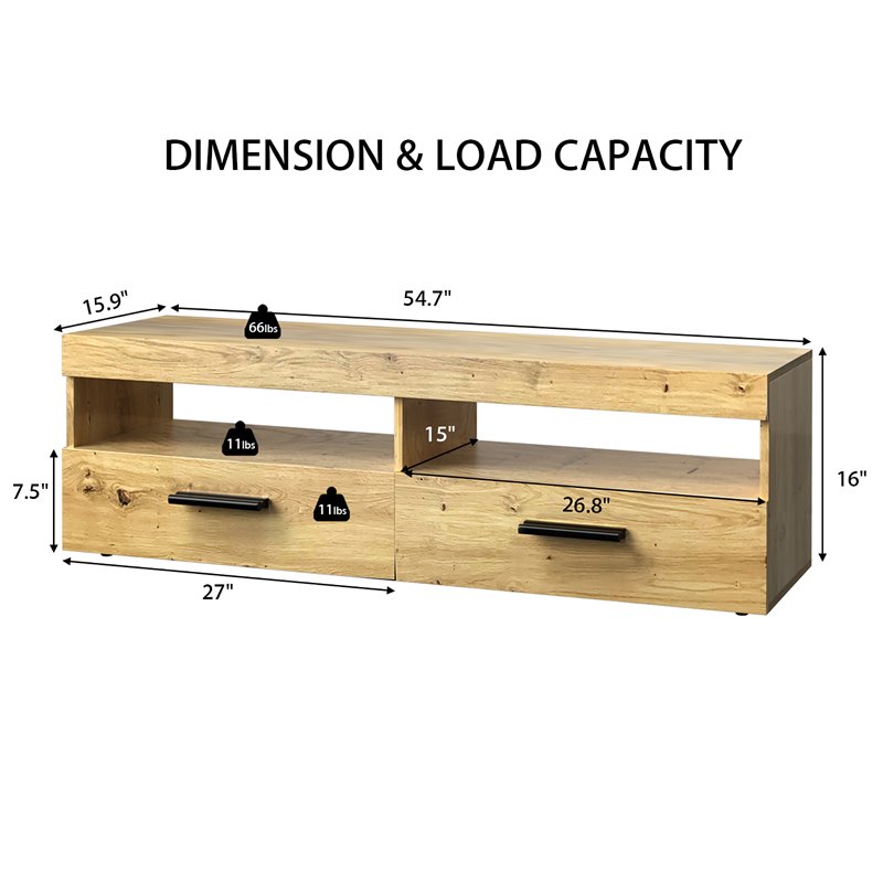 Costway TV Stand/Entertainment Center for TV's up to 60'' with 2 Drawers in Oak