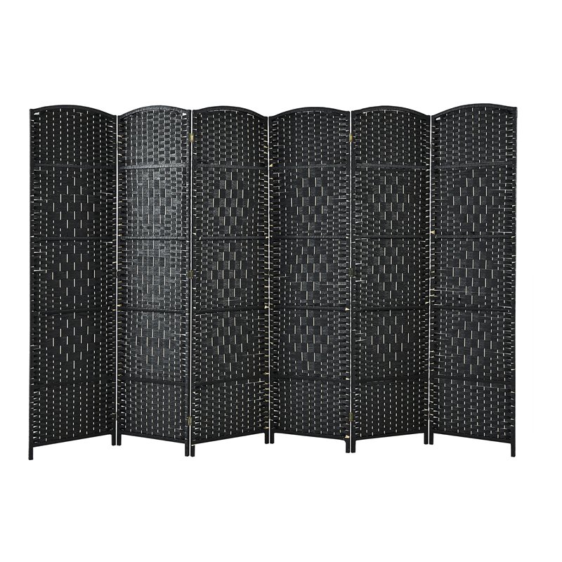 Costway 6-panel Wood and Paper Fiber Folding Room Divider in Black