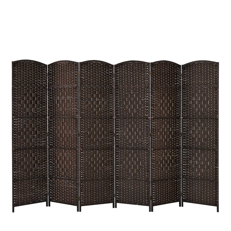 Costway 6-panel Wood and Paper Fiber Folding Room Divider in Brown